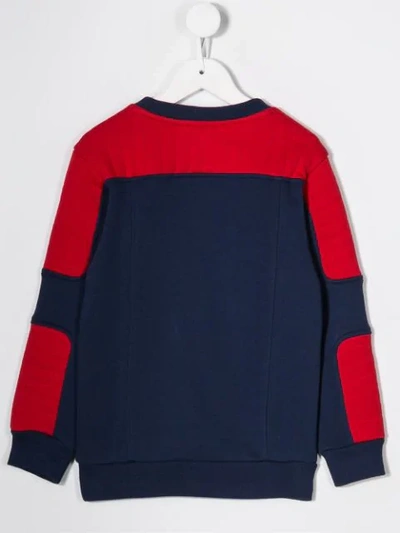 Shop Balmain Flocked Logo Sweatshirt In Blue