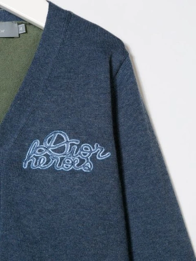 Shop Baby Dior Dior Heroes Print Cardigan In Blue