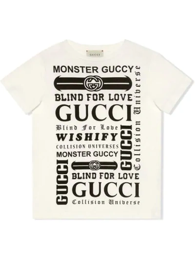 Shop Gucci Children's T-shirt With  Logomania Print In White