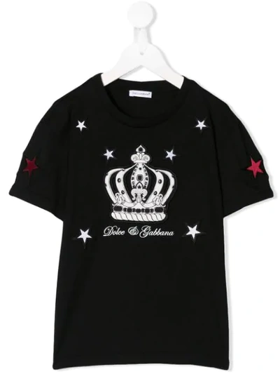 Shop Dolce & Gabbana Crown And Star Patch T-shirt In Black