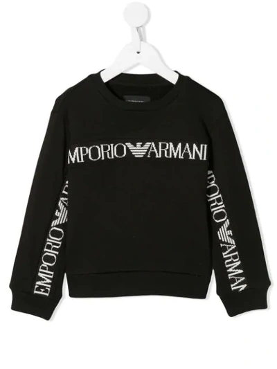 Shop Emporio Armani Logo Stripe Sweatshirt In Black