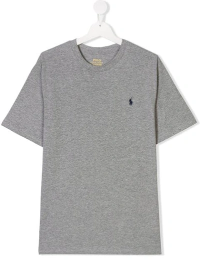 Shop Ralph Lauren Teen Logo T-shirt In Grey