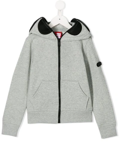Shop Ai Riders On The Storm Goggle Zip Up Hoodie In Grey