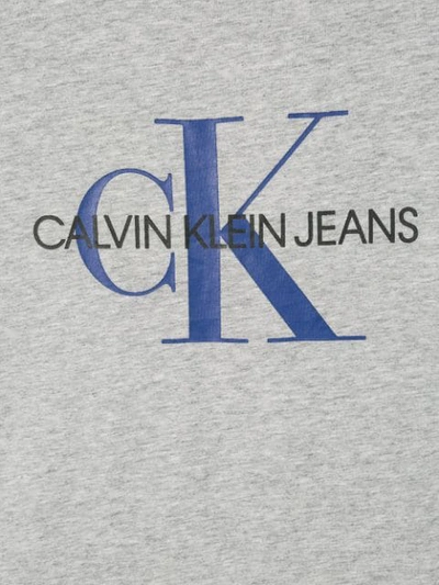 Shop Calvin Klein Teen Logo Print T-shirt In Grey