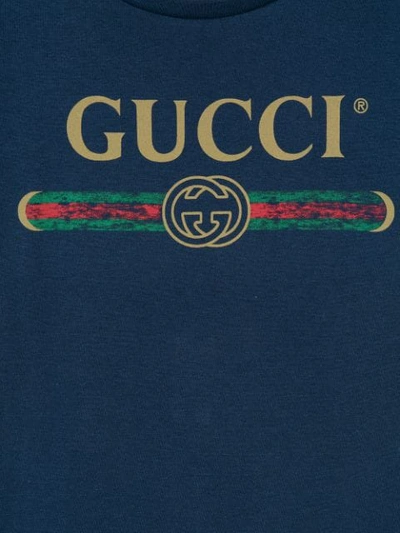 Shop Gucci Printed Logo T-shirt In Blue