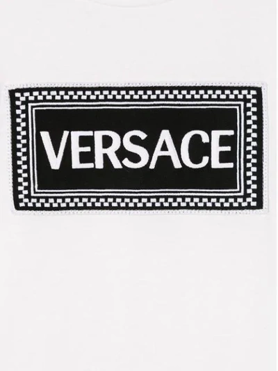 Shop Young Versace Logo Patch T-shirt In White