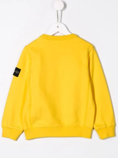 Shop Stone Island Junior Logo Patch Sweatshirt In Yellow