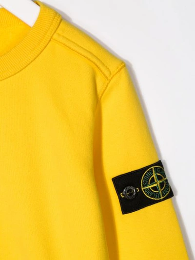 Shop Stone Island Junior Logo Patch Sweatshirt In Yellow