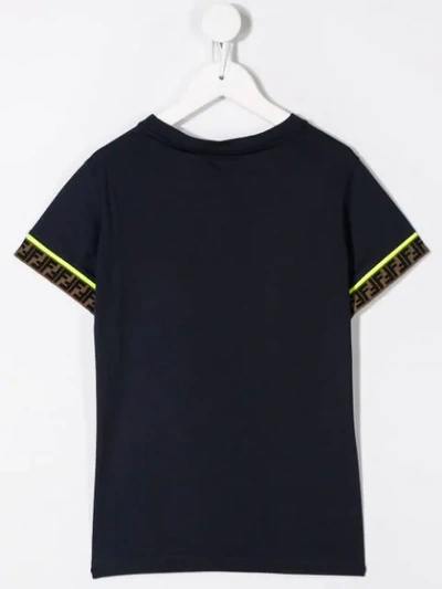 Shop Fendi Logo Sleeve T-shirt In Blue