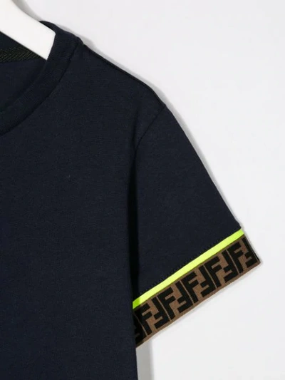 Shop Fendi Logo Sleeve T-shirt In Blue