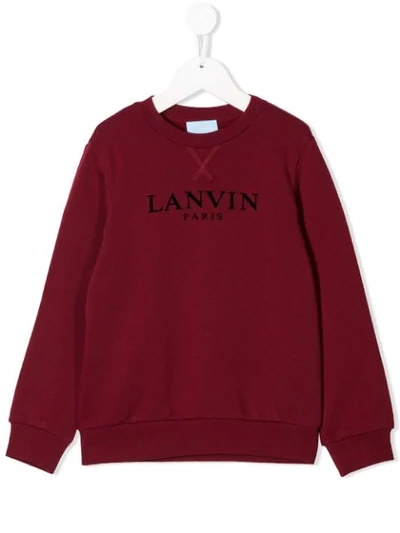 Shop Lanvin Enfant Logo Print Sweatshirt In Red