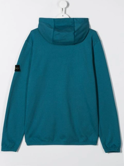 Shop Stone Island Junior Logo Patch Hoodie In Blue