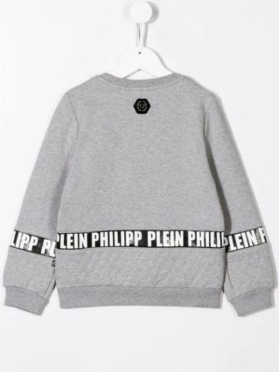 Shop Philipp Plein Junior Embroidered Logo Sweater In Grey