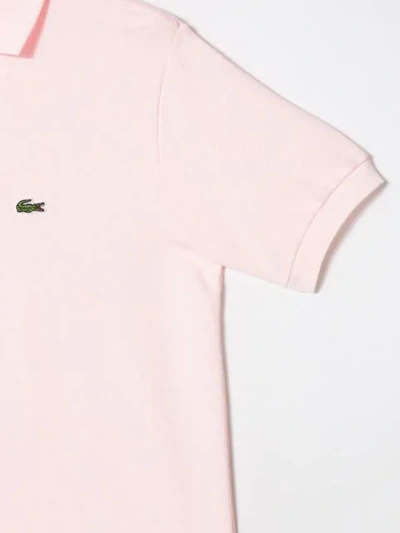 Shop Lacoste Teen Logo Embroidered Polo Shirt In Pink
