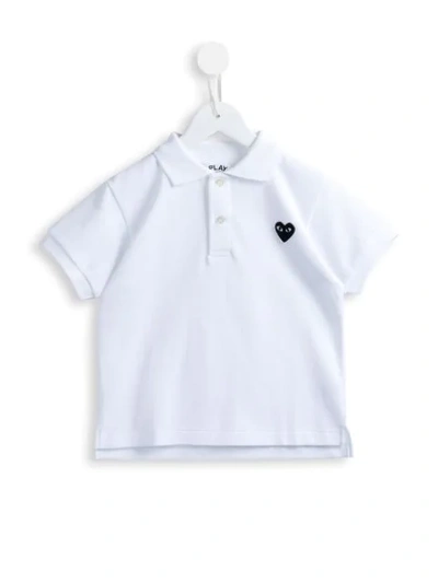 Comme Des Garçons Heart Patch Polo Shirt In White