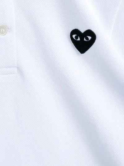 Comme Des Garçons Heart Patch Polo Shirt In White
