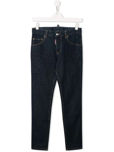Shop Dsquared2 Teen Icon Straight-leg Jeans In Blue