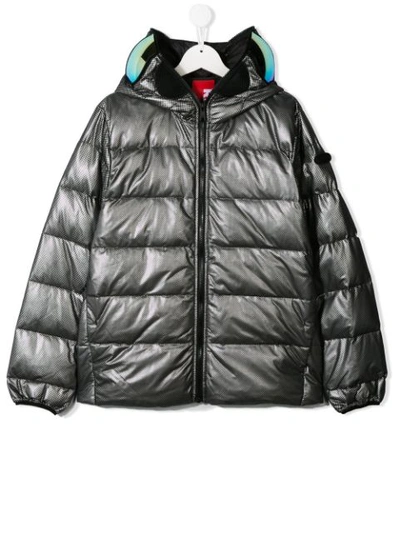 Shop Ai Riders On The Storm Teen Hooded Puffer Jacket In Grey