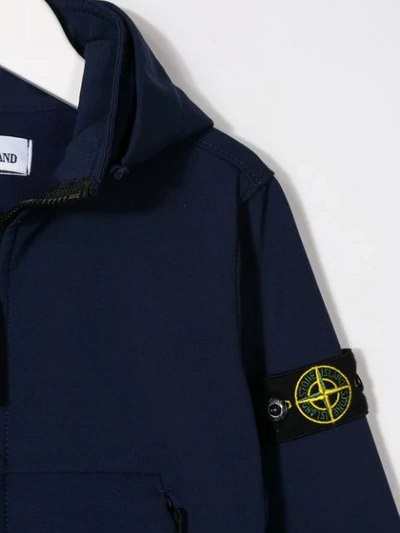 Shop Stone Island Junior Logo Patch Hooded Jacket In Blue