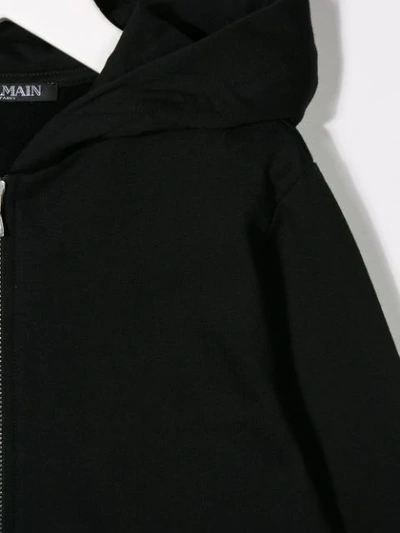 Shop Balmain Zipped Hoodie In Black