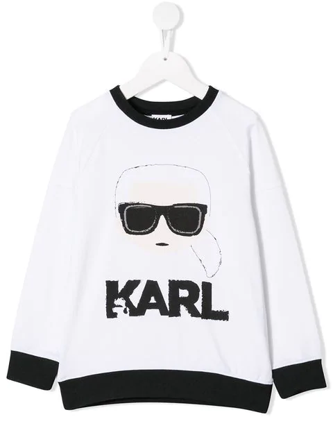 Karl Lagerfeld Kids Logo Print Sweatshirt In White Modesens