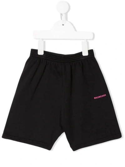 Shop Balenciaga Printed Logo Casual Shorts In Black