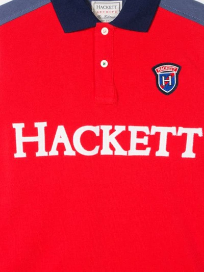 Shop Hackett Teen Embroidered Polo Top In Red