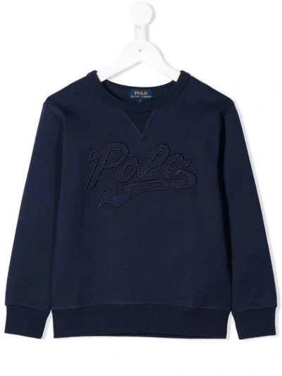 Shop Ralph Lauren Logo Embroidered Sweatshirt In Blue