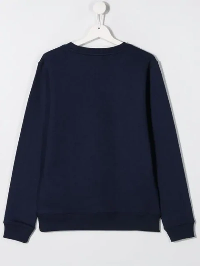Shop Calvin Klein Teen Logo Print Sweatshirt In Blue