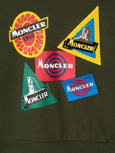 Shop Moncler Logo Patch Sweatshirt In Green