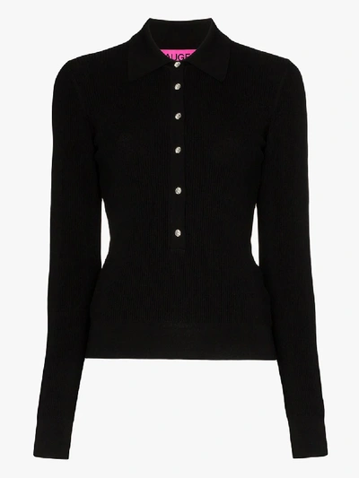 Shop Gauge81 Basel Swarovski Button Polo Top In Black