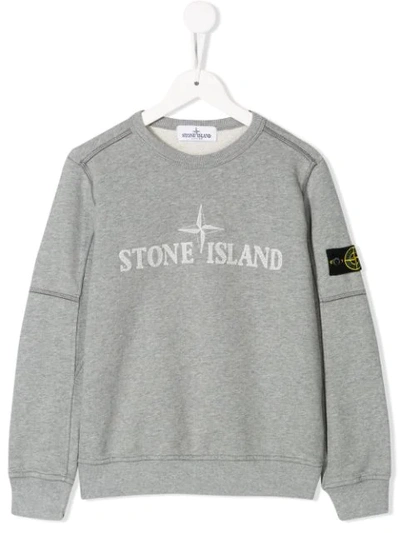 Shop Stone Island Junior Sweatshirt Mit Logo-print In Grey
