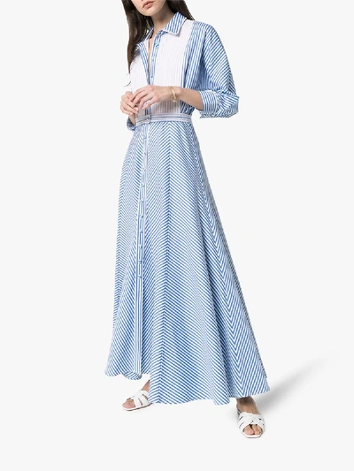 Shop Evi Grintela Garance Collared Cotton Dress In Blue