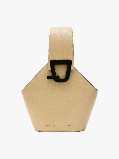 Shop Danse Lente Beige Johnny Mini Mock Croc Bucket Bag In Neutrals