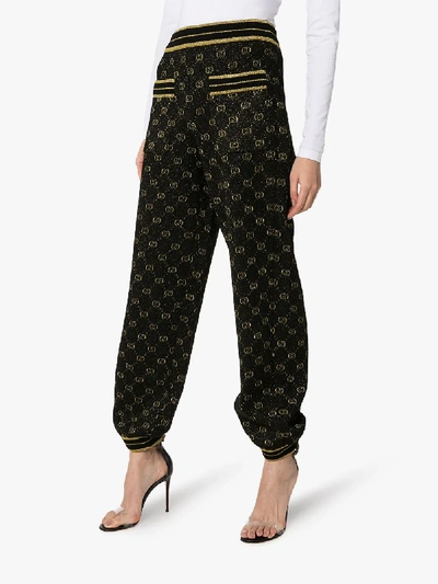 Shop Gucci Gg Metallic Track Pants In Black