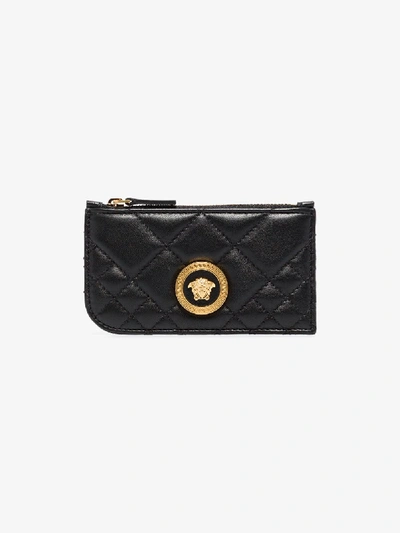 Shop Versace Black Icon Leather Card Holder