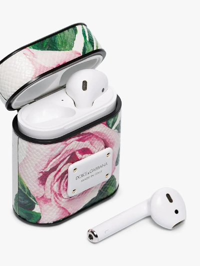 Shop Dolce & Gabbana Multicoloured Floral Leather Airpods Case In White