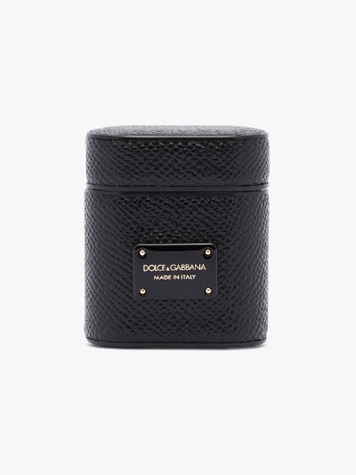 Shop Dolce & Gabbana Black Leather Airpods Case