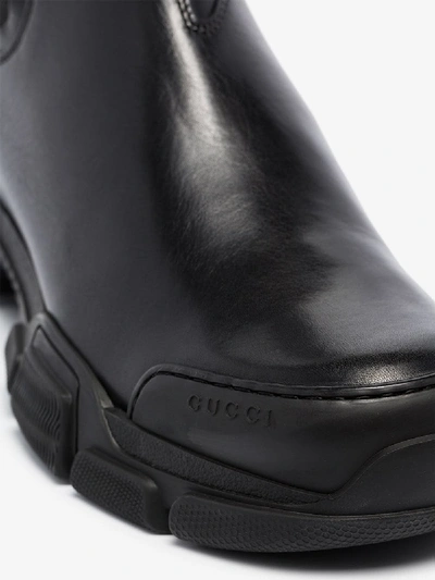 Shop Gucci Black Chunky Leather Ankle Boots
