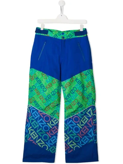Shop Kenzo Teen Panelled Ski Trousers In Blue