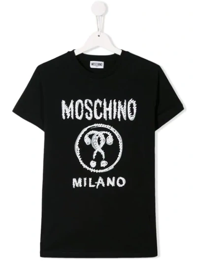 Shop Moschino Teen Scribble Print T-shirt In Black