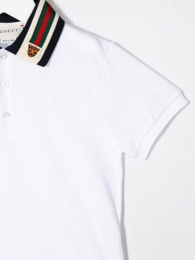 Shop Gucci Contrast Collar Polo Shirt In White