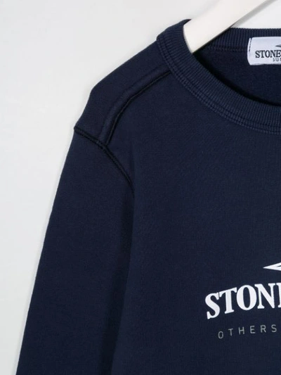 Shop Stone Island Junior Logo Oversized Sweatshirt In Blue