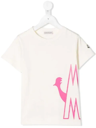 Shop Moncler Logo Print T-shirt In Neutrals