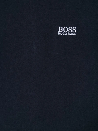 Shop Hugo Boss Logo Embroidered T-shirt In Blue