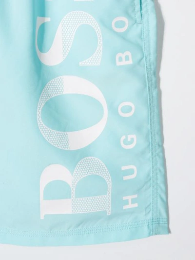 Shop Hugo Boss Teen Logo Swim Shorts In Blue