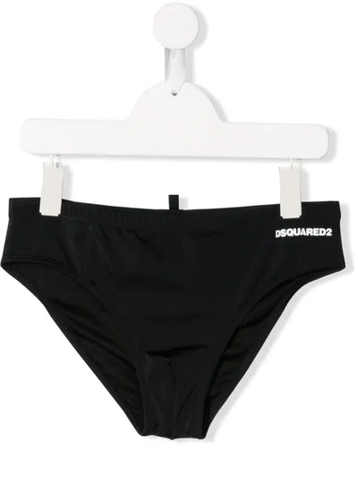 Shop Dsquared2 Teen Icon Swimming Trunks In Black