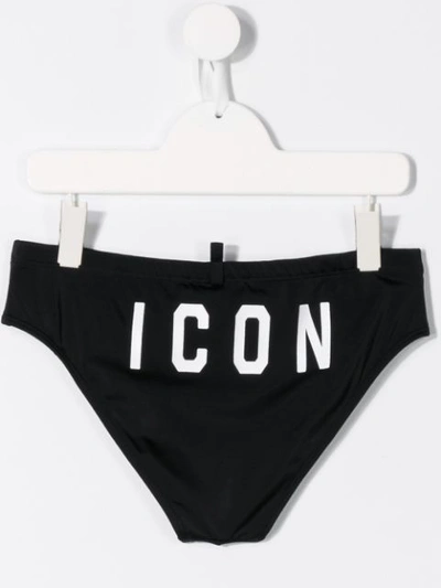 Shop Dsquared2 Teen Icon Swimming Trunks In Black