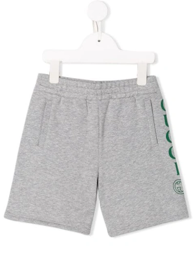 Shop Gucci Contrast Logo Shorts In Grey