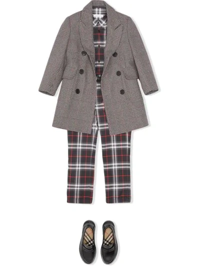 Shop Burberry Prince Of Wales Check Wool Cotton Blend Coat In Multicolour